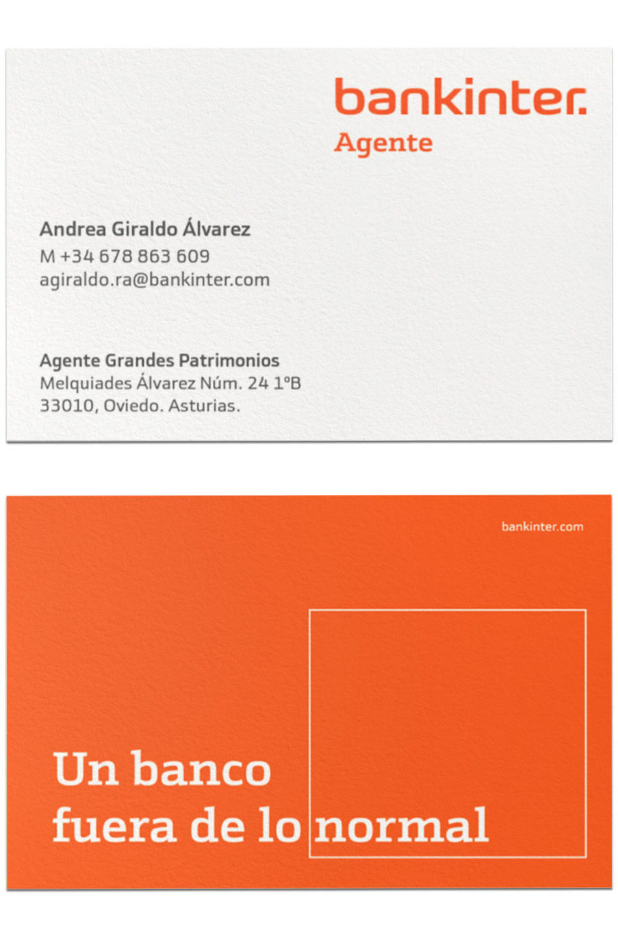 Tarjeta de contacto Andrea Giraldo, asesora financiera y agente bankinter